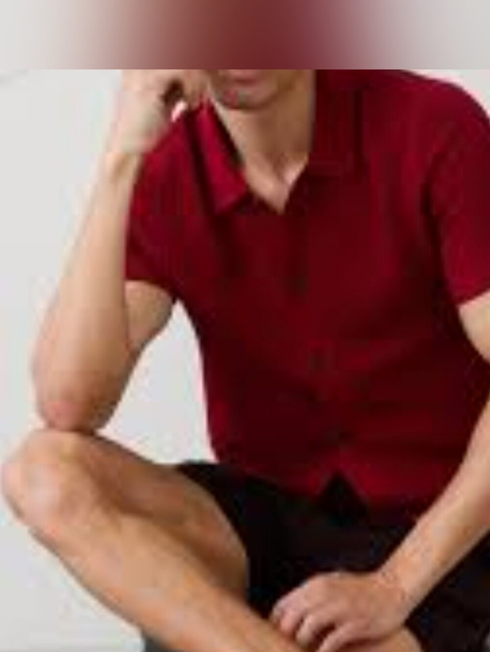 Banana Republic Burgundy Short-Sleeve Button-Up Knit Shirt